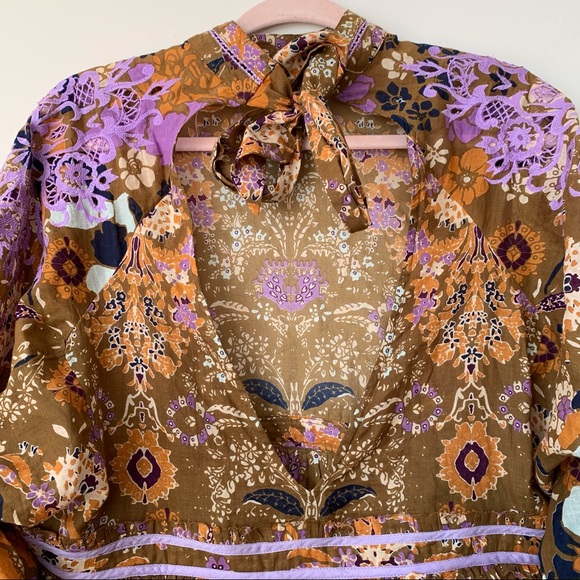 Free People Boho Dress High Neck Open Back Size XS - Picture 6 of 7